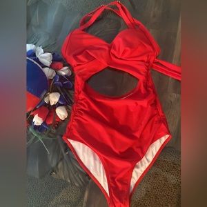 Women's One Piece Swimsuits Tummy Control Cutout High Waisted Wrap Tie Back